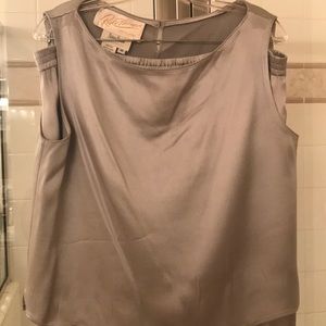 Silk evening top, matching long skirt, side slit
